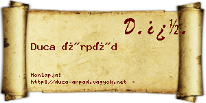 Duca Árpád névjegykártya